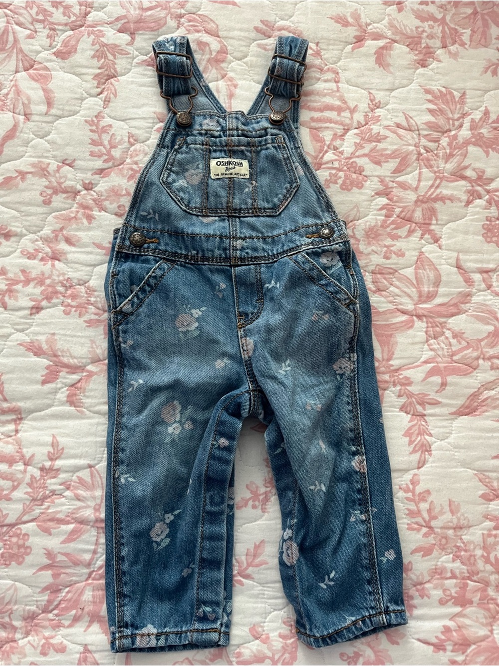 OshKosh B'gosh Floral Denim Long Overalls